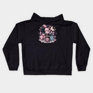 Cute Girl And Beers Goth Spooky For Little Anime Girls Lovers Kids Hoodie